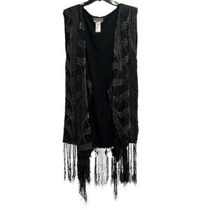 Free People Women’s Black and Silver Kimono Duster One size